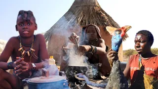 Hadzabe Tribe: How Women Cook Guinea fowl Meat For Lunch. It will Surprise You | Village Life part 1