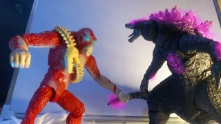 Evolved Godzilla vs. Skar King, an epic battle stop motion. (Short)