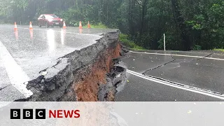 Queensland floods: Australia airport submerged and crocodiles seen after record rain | BBC News