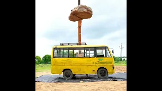 We Dropped a 5000 Kg Stone on a Bus Will It Survive 😱 | @CrazyXYZ | #shorts #viral