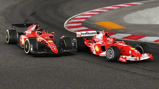 Ferrari F1 2022 F1-75 vs Ferrari F1 2004 Schumacher at Saudi Arabian Jeddah