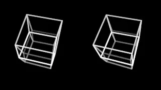 Tesseract-3d-monochrome. Rotation in four-dimensional space. 4D. Fourth dimension. Hyperspace.