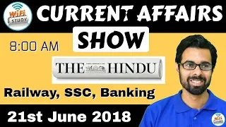 8:00 AM - CURRENT AFFAIRS SHOW 21st June | RRB ALP/Group D, SBI Clerk, IBPS, SSC, KVS, UP Police