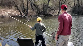 Son catches HUGE FISH, I'm on hand!