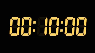 10 Minutes Digital Countdown Timer | Black Background | Yellow Text | No Sounds