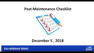 Post-Maintenance Checklist