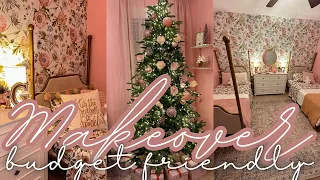 💗2023 BEDROOM MAKEOVER + CHRISTMAS DECORATE WITH ME | PINK CHRISTMAS DECORATIONS 2023
