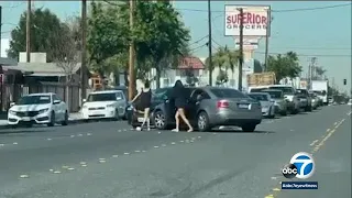 Video shows 3 women ram car and smash its windows with driver inside in SoCal l ABC7