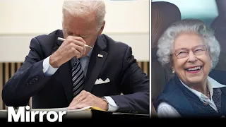 President Joe Biden reacts to Queen's death