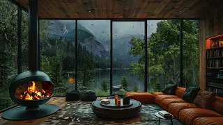 Relax on a Rainy Day | Quiet Cabin Space with Soothing Jazz Music for Deep Sleep 🌧️