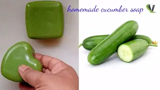 Homemade natural Cucumber Soap // skin whitening and glowing soap .