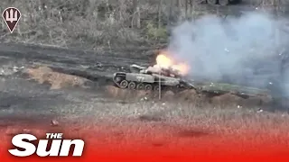 Ukrainian attack drone destroys Russian tank along with ammo