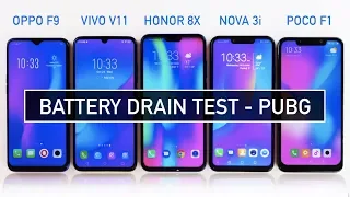 Oppo F9 / Vivo V11 / Honor 8X / Nova 3i / Poco F1 Battery DRAIN Test PUBG | Zeibiz