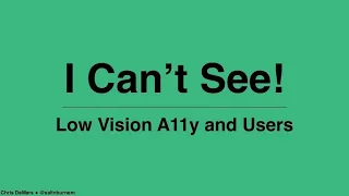 I Can't See! Low Vision A11y and Users