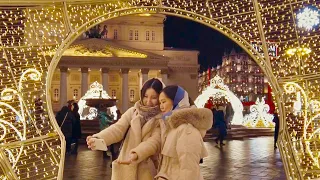 [4K] 🇷🇺 MOSCOW Christmas Walk 🎄 New Year Lights. Bolshoi Theatre - TSUM - Kuznetskiy Most - Lubyanka