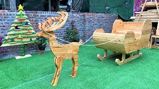 Amazing Santa Wood Sled Ideas From Old Pallets // Great Ideas Decor Your Family Christmas Noel 2020