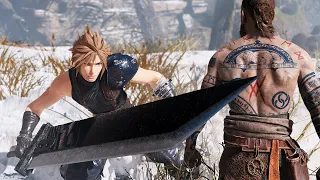 CLOUD STRIFE in God of War VS Baldur Boss Fight - Final Fantasy 7 Remake Skin! (God of War PC Mod)