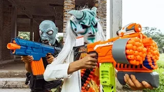 GUGU Nerf War : CID Dragon Nerf Guns Fight Criminal Group SKMAN Mask Swat VS Monster