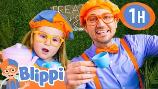 Blippi and Layla Have Tea Time at Mochas & Minis! | 1 HOUR OF BLIPPI TOYS!