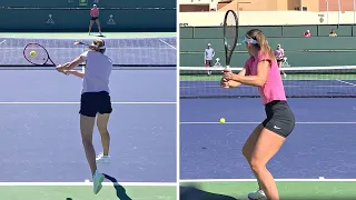 Elena Rybakina v. Paula Badosa - 2023 IW Court Level Practice [4k 60fps]