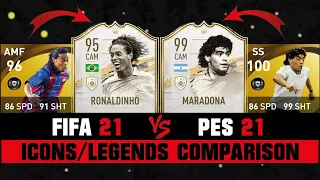 FIFA 21 VS PES 21 ICON COMPARISON! 😱🔥 ft. Maradona, Ronaldinho, Torres... etc