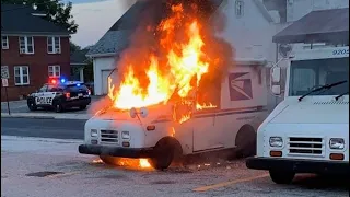 Mail truck catches fire in York County