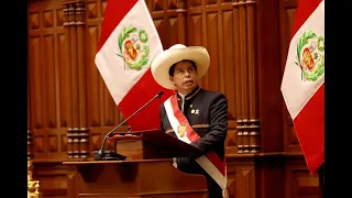 Pedro Castillo ofreció su primer discurso como presidente de Perú