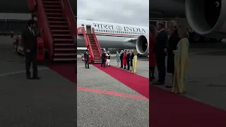 Danish PM Frederiksen receives PM Modi at airport upon his arrival in Copenhagen
