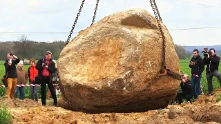 Salvage of a 28 tons Glacial Erratic Rock (Gneis)