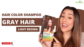 Herbishh Hair Color Shampoo for Gray Hair – PPD FREE- Long Lasting & DIY (LIGHT BROWN) | Herbishh