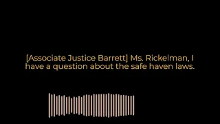 Interaction between Associate Justice Amy Coney Barrett and attorney Julie Rikelman