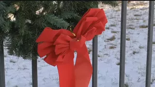 Christmas wreaths placed to honor veterans during the holidays