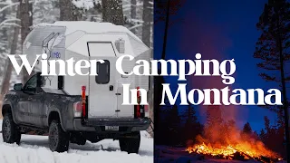 Solo Winter Truck Camping in Montana - ASMR