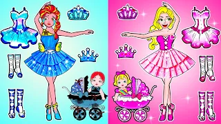 [🐾paper dolls🐾] Poor Elsa and Rich Harley Quinn Friend Daughter Dress | Rapunzel Family 놀이 종이