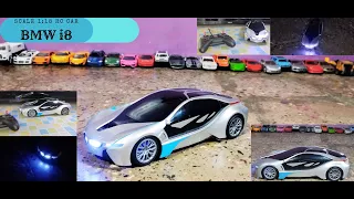 BMW i8 RC Car - Scale 1:18 - Silver Blue - Rechargeable - Unbox Review - Kids Toys