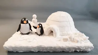 [Igloo ] 이글루만들기 클레이로 펭귄만들기 얼음집Clay Art  Penguin Igloo  Snow House 초간단 이글루 클레이아트