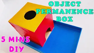 [5 mins] How to make OBJECT PERMANENCE BOX | Montessori ball drop box for babies