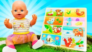 Opi eläimiä lasten Baby Annabell -nuken ja vauvojen lelujen kanssa | Suomenkieliset videot