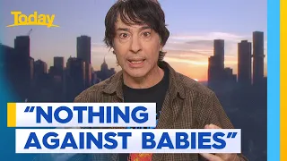 Comedian Arj Barker on asking breastfeeding mother to leave Melbourne show | Today Show Australia