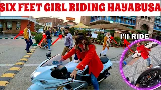 Six Feet Girl Wants To Ride Superbike | Girl Riding Hayabusa | Epic Public Reaction |z800