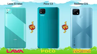 Lava Z2 Max vs Poco C3 vs Realme C21 Specification's Comparison