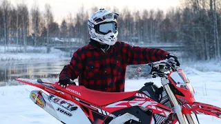 Supermoto Stunts On Ice!