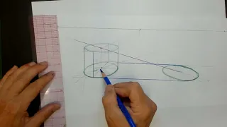 97. Perspective Drawing: Cylinder Shadows, Parallel Light