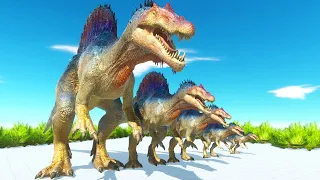 Different Size Carnivorous Dinosaurs Clash Block Race - Battle ARBS - Animal Revolt Battle Simulator