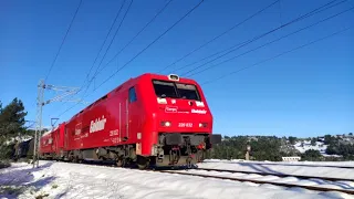 Snow Train Traffic in north Attica with a Very Special Train in the end! [4K 60 FPS]