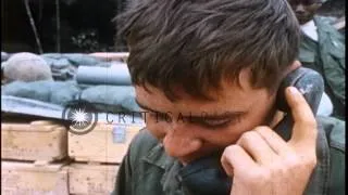 US Soldier speaking on the phone during Operation Somerset Plain in Vietnam. HD Stock Footage