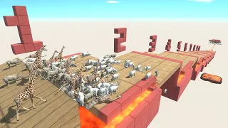 Running and Jumping Through 10 Levels of Lava Stairs - Animal Revolt Battle Simulator