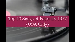 Top 10 Songs of February 1957; Tommy Sands, Andy Williams, Patsy Cline, Etc (Billboard Top Peakers)