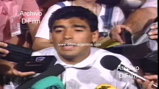 Diego Maradona en conferencia hablando de la sancion de la FIFA 1994