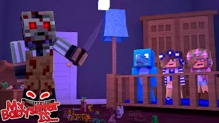 MY BABYSITTER IS.... LEATHERFACE !!! Minecraft w/ Sharky Little Kelly and Little Carly